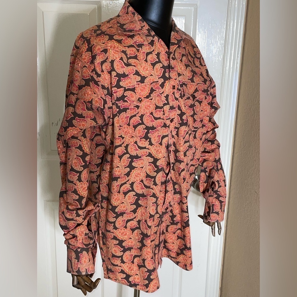 Ariat Shirt Men Multicolor Paisley Western Button Down Long Sleeve Rodeo Sz LT - Picture 5 of 11